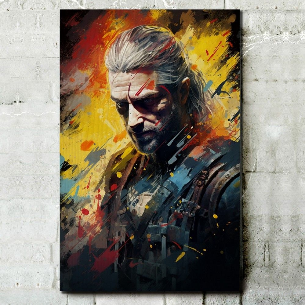 Картина интерьерная на дереве игра ведьмак 3 (Witcher, Геральт) - 13592 В  #1