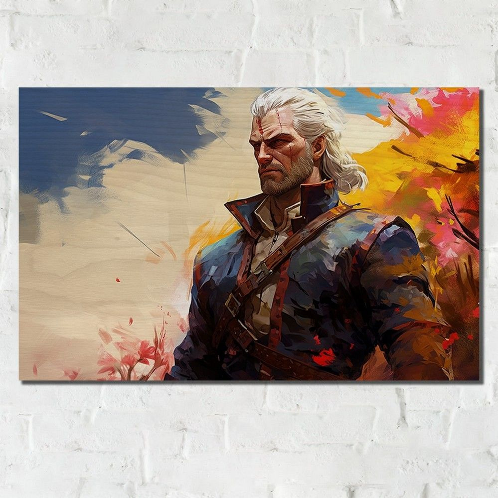 Картина интерьерная на дереве игра Witcher 3 (Ведьмак, Геральт, PS, PC, SWITCH, XBOX) - 13733 Г  #1