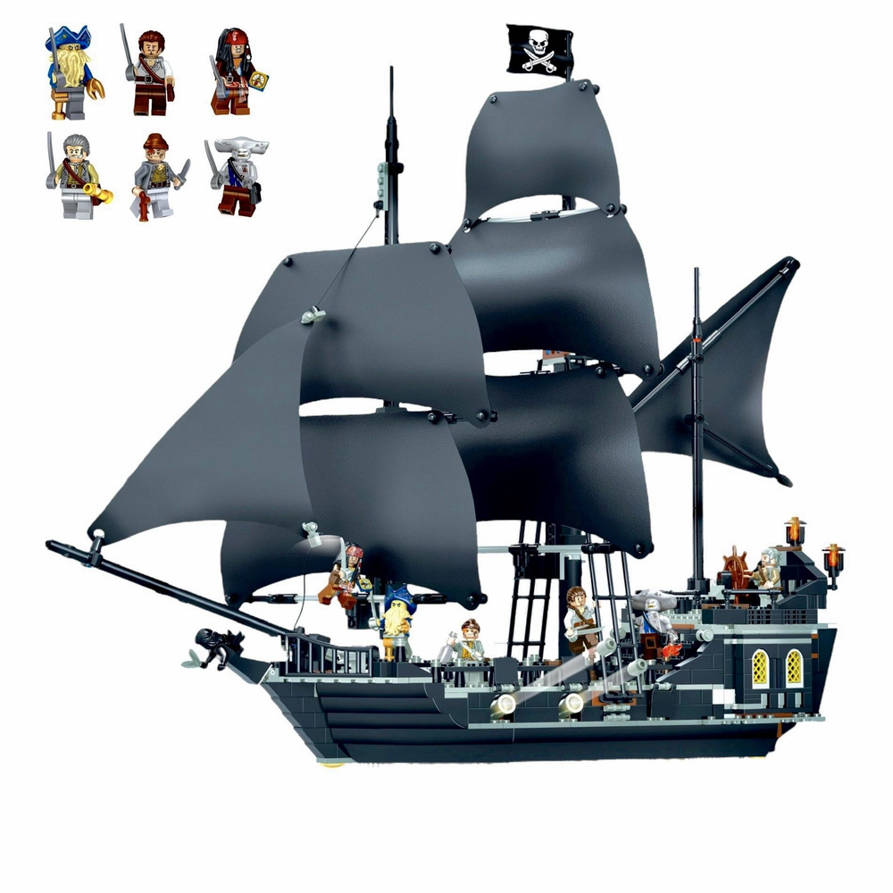 Конструктор Пираты набор "Корабль Жемчужина" 804 детали 6 фигурок ( пароход пиратский парусный creator #1