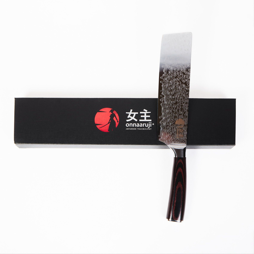 Нож шинковка японский Накири Onnaaruji 18 см. Rain Drop серия #1
