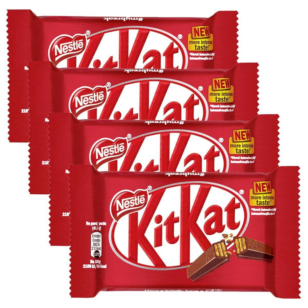 Шоколадный батончик KitKat Молочный, с хрустящей вафлей, 41,5 г *4шт (Германия)  #1