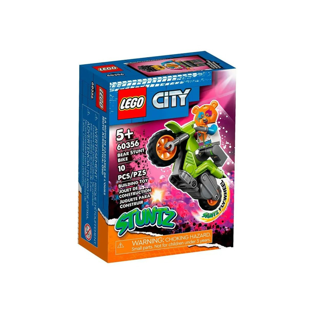 Конструктор детский LEGO City Stuntz Трюковый мотоцикл медведь 60356  #1