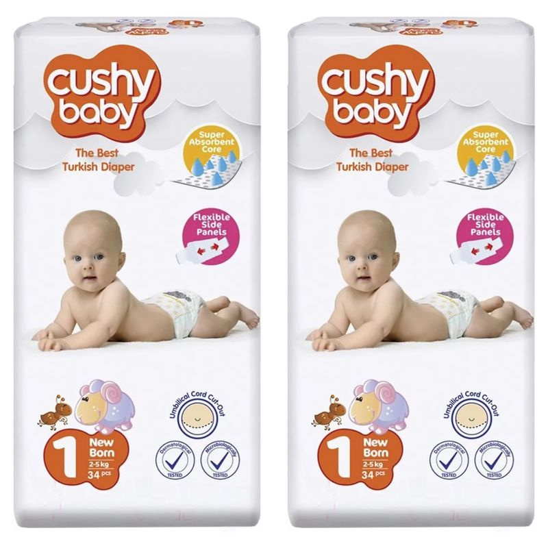 Cushy Baby Подгузники Детские Eco pack Newborn, 34 шт, 2 шт #1