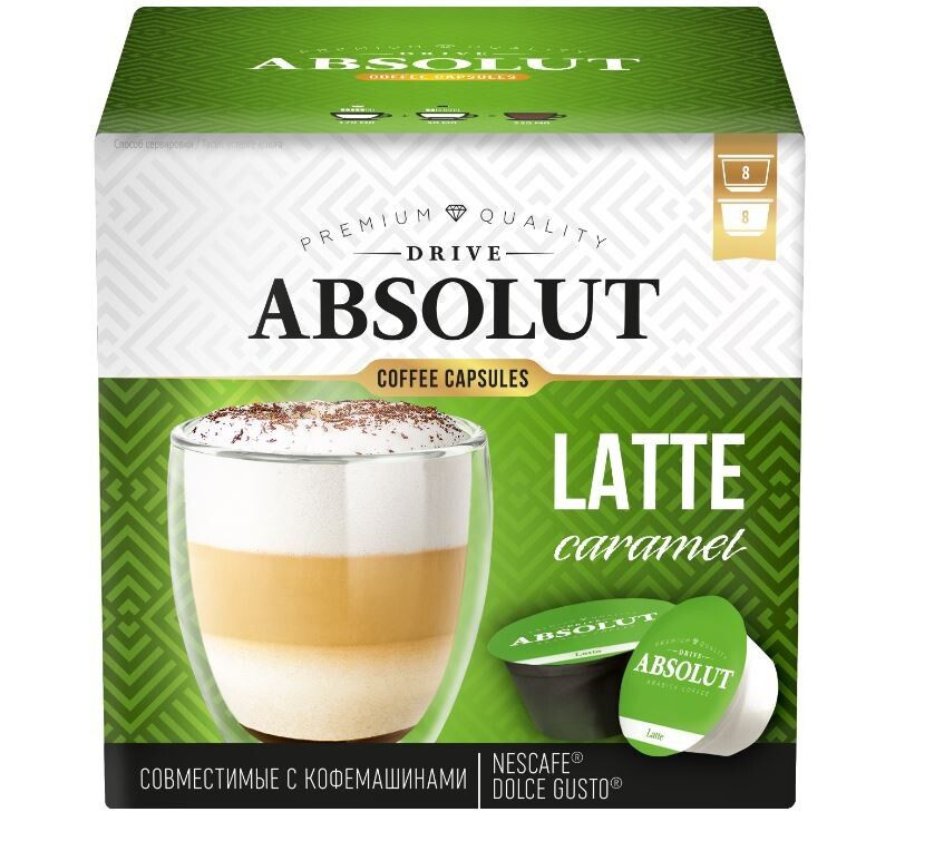 Кофе в капсулах Absolut Drive Latte Macchiato with caramel для кофемашин Dolce Gusto 16шт, 168г  #1