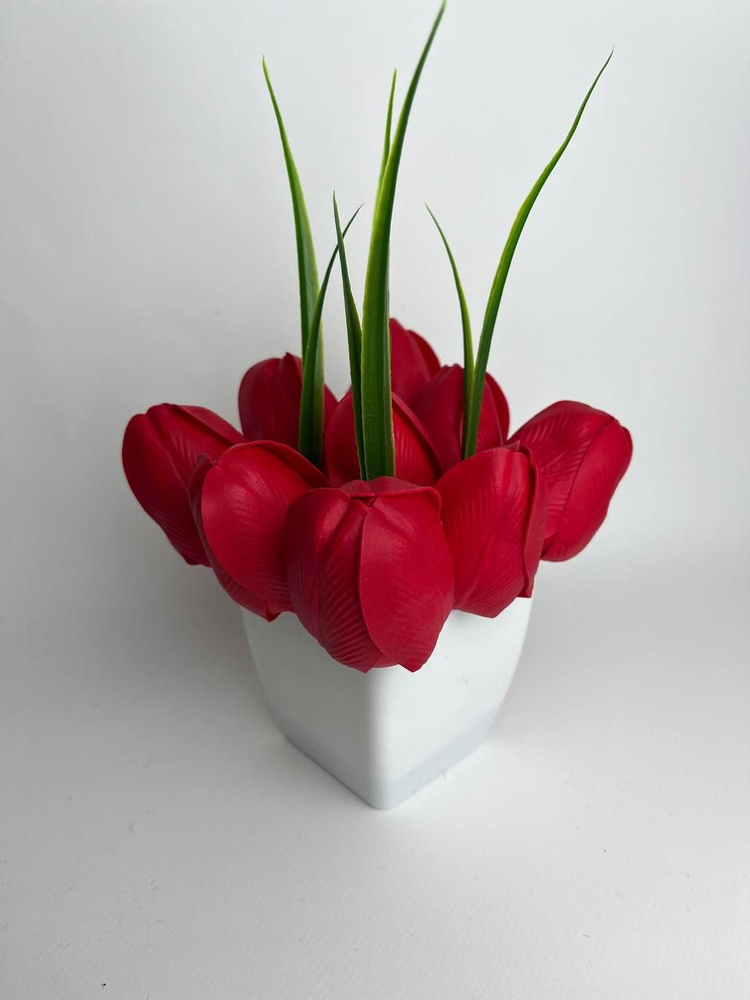 Букет из мыльных тюльпанов , тюльпаны в горшке -9шт. , цветы, подарок женщине  #1