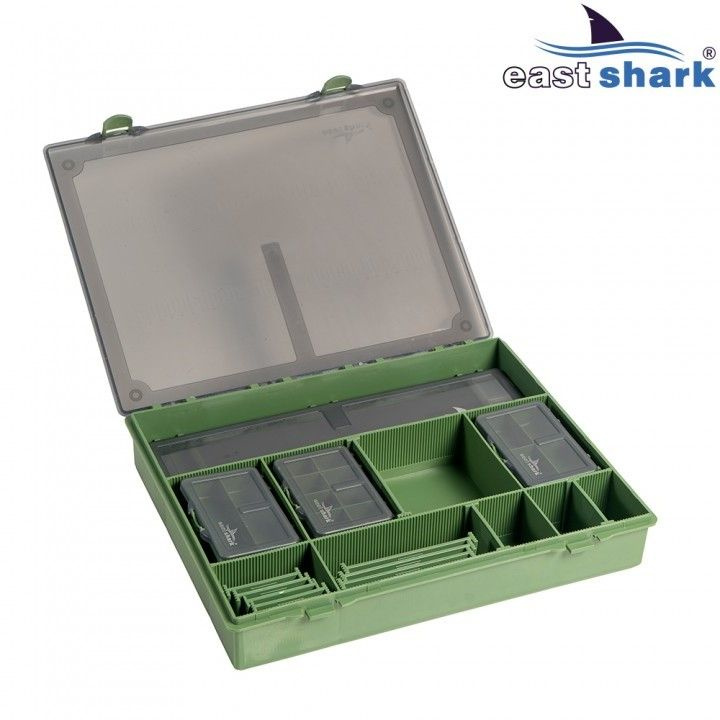 Коробока Органайзер EastShark 6 коробочек + поводочница, 37х30х6 см, Large Carp box-001  #1