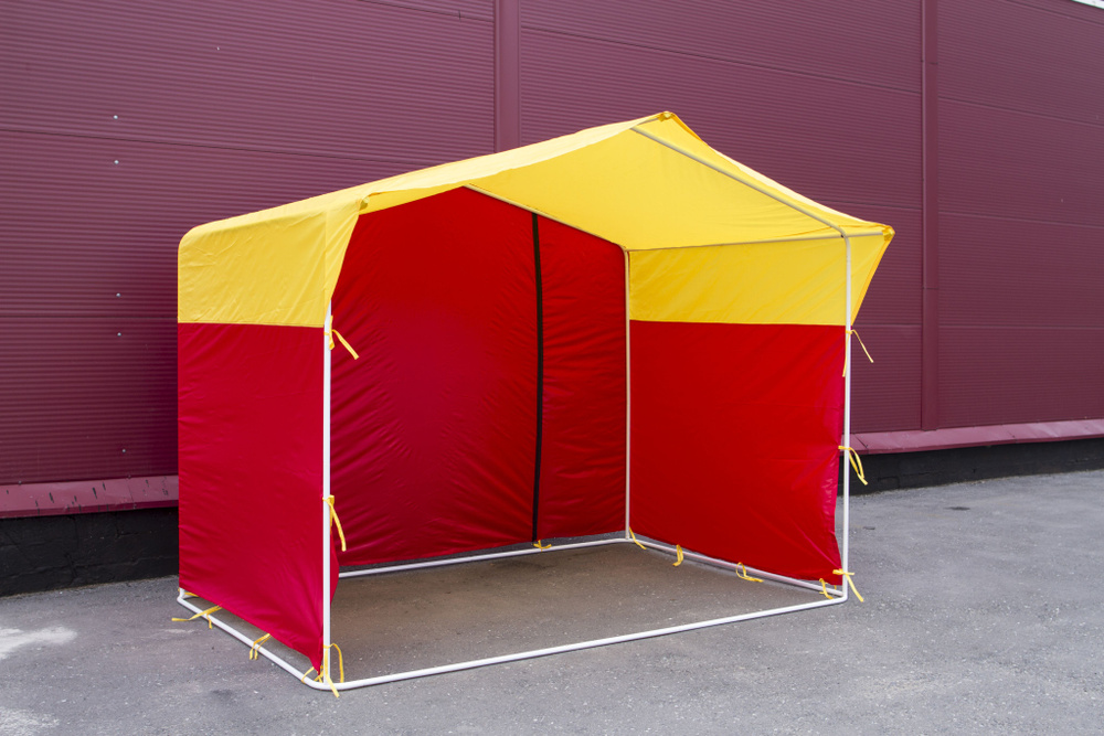 Торговая палатка Люкс-домик 2х3м , труба 25 мм, красно-желтая  #1
