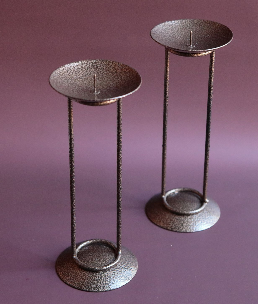 Комплект из 2 подсвечников Подсвечник металл Призма-1 на 2 ножках старая медь диаметр подставки под свечу #1
