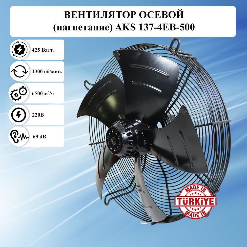 Вентилятор осевой приточно-вытяжной AKS/ИБМ 137-4EB-500 220в металлический малошумный / Оборудование #1