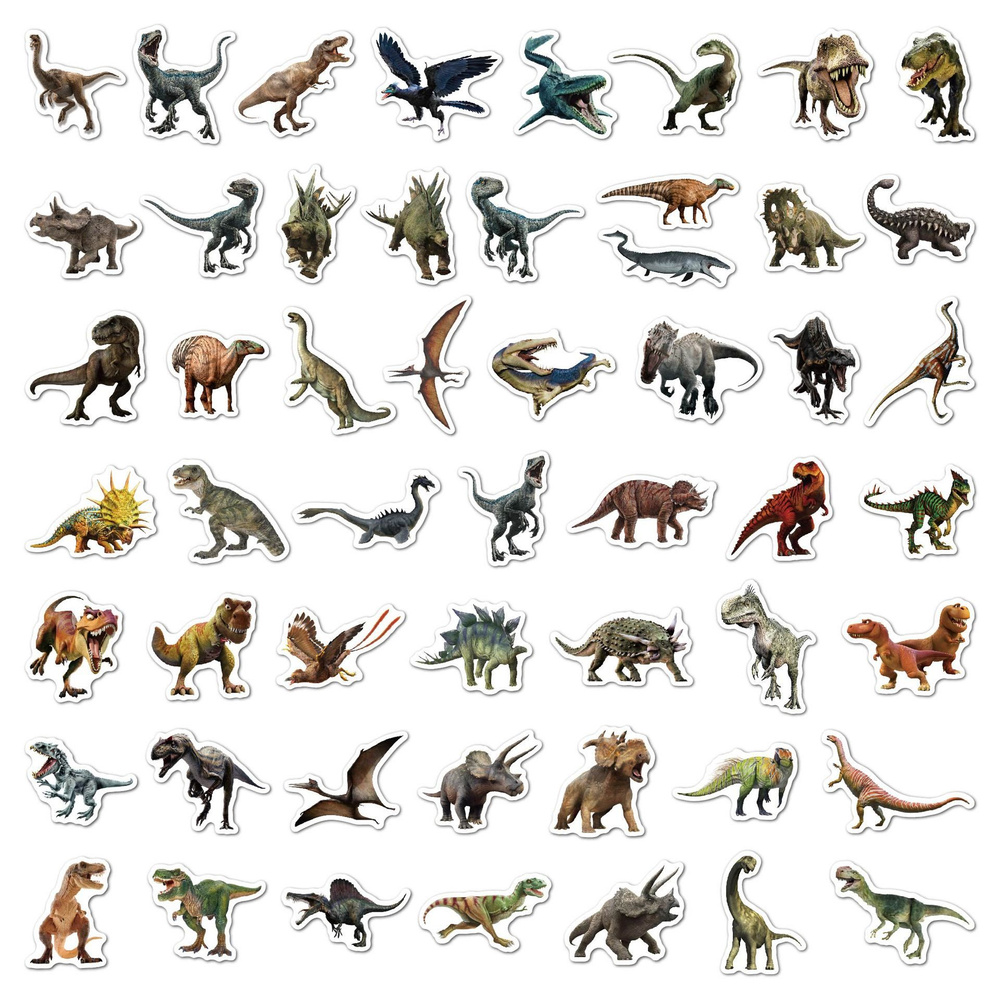 Набор декоративных водонепроницаемых наклеек стикеров Динозавры Юрский период, 50 штук  #1