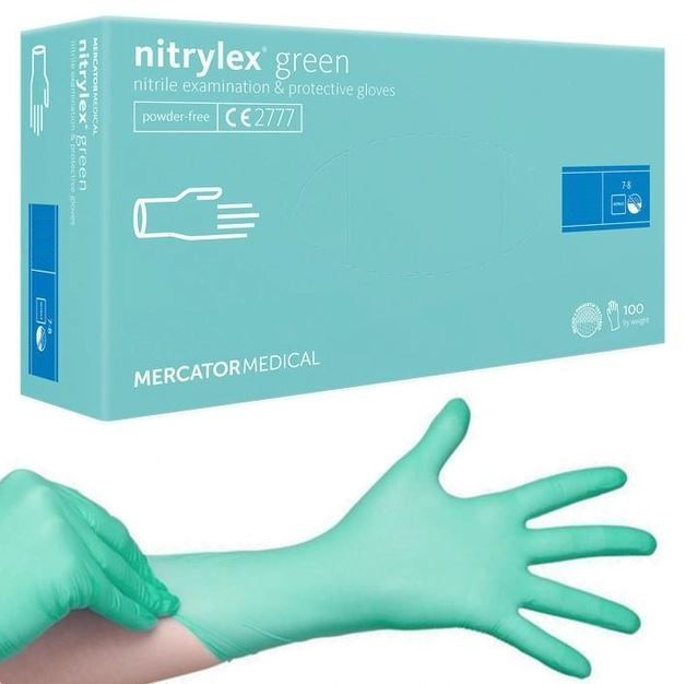 Нитриловые перчатки Mercator Nytrilex зеленые (50) пар, Размер XS, нитрилекс  #1