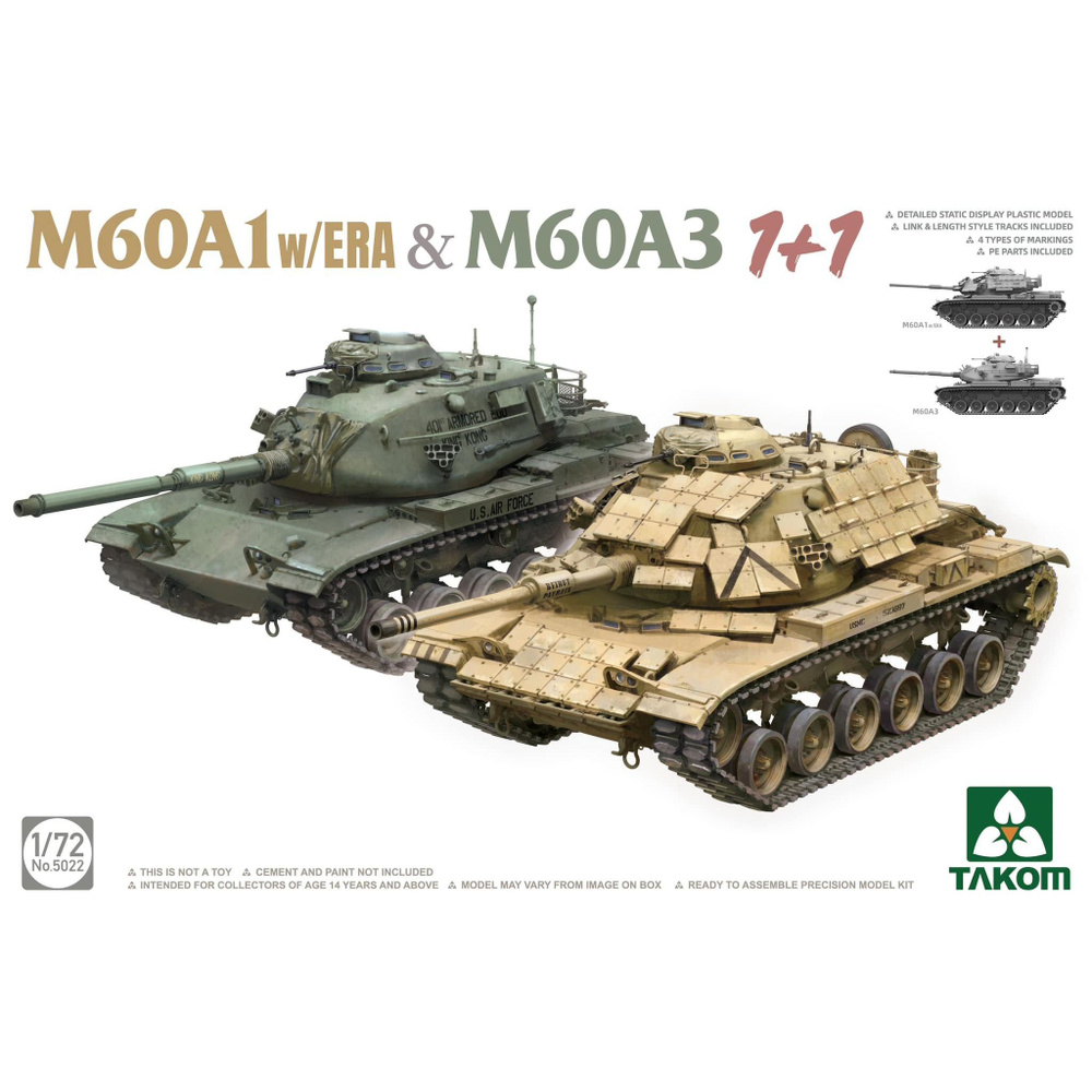 Сборная модель танка TAKOM M60A1w/ERA & M60A3 11, масштаб 1/72 #1