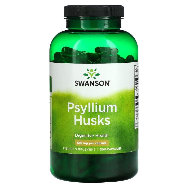 Swanson, Psyllium Husks (Псиллиум), клетчатка, шелуха семян подорожника, 610мг, 300 капсул  #1