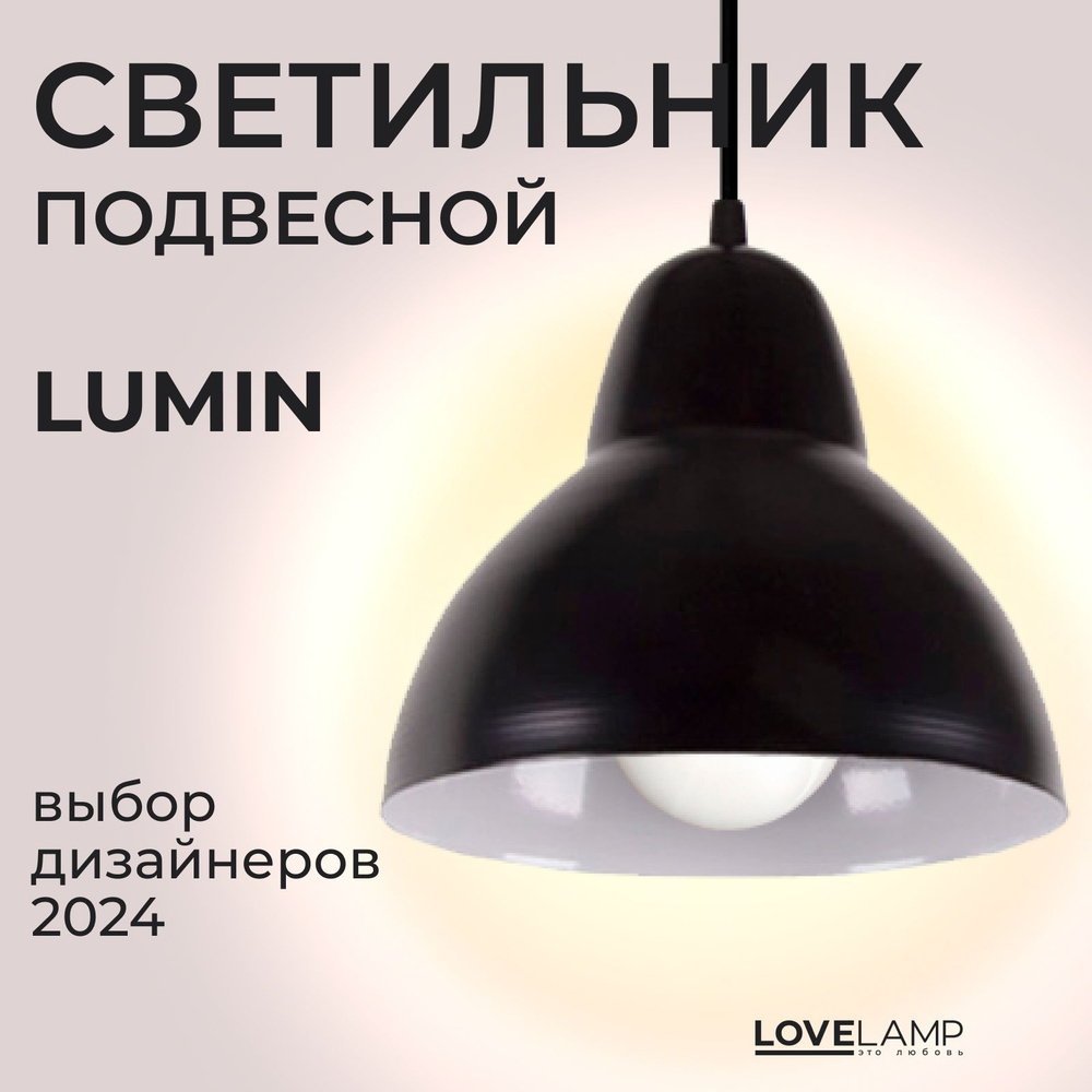 Светильник потолочный подвесной лофт Lumin с абажуром, черный, E27  #1