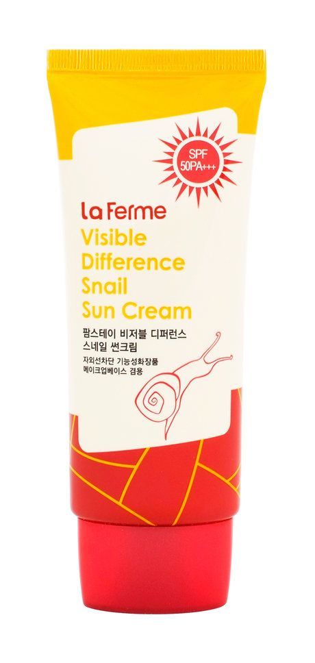Солнцезащитный крем для лица с муцином улитки La Ferme Visible Difference Snail Sun Cream SPF50+/PA+++ #1