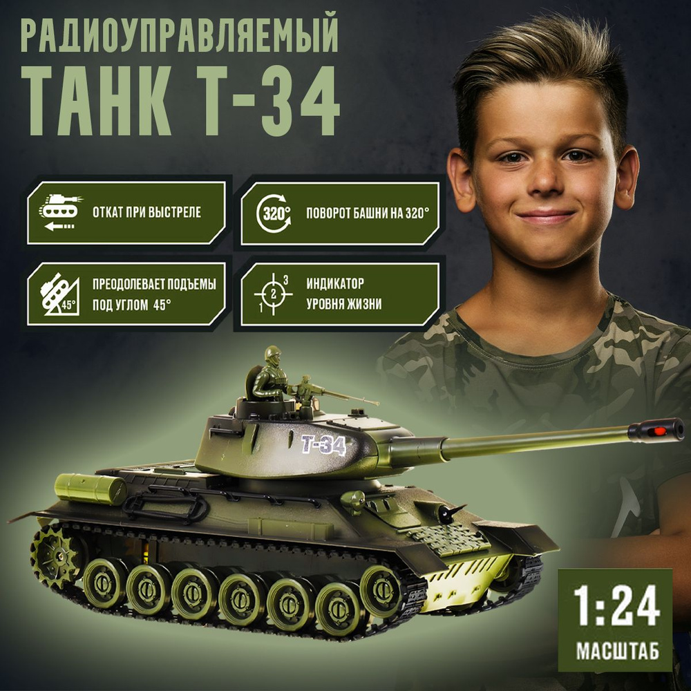 Радиоуправляемая модель танка Т-34 (СССР) в масштабе 1:24 ( свет / звук / визуальные эффекты )  #1