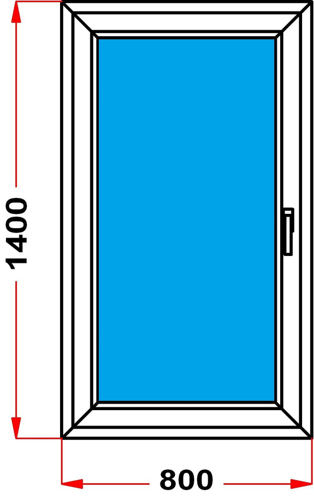 Окно+москитка из профиля Grunder 70 мм (1400 x 800), с поворотно-откидной створкой, стеклопакет 3 стекла, #1
