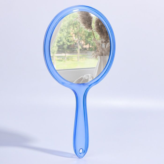Зеркало с ручкой, с увеличением, d - 12,5 см, цвет синий #1