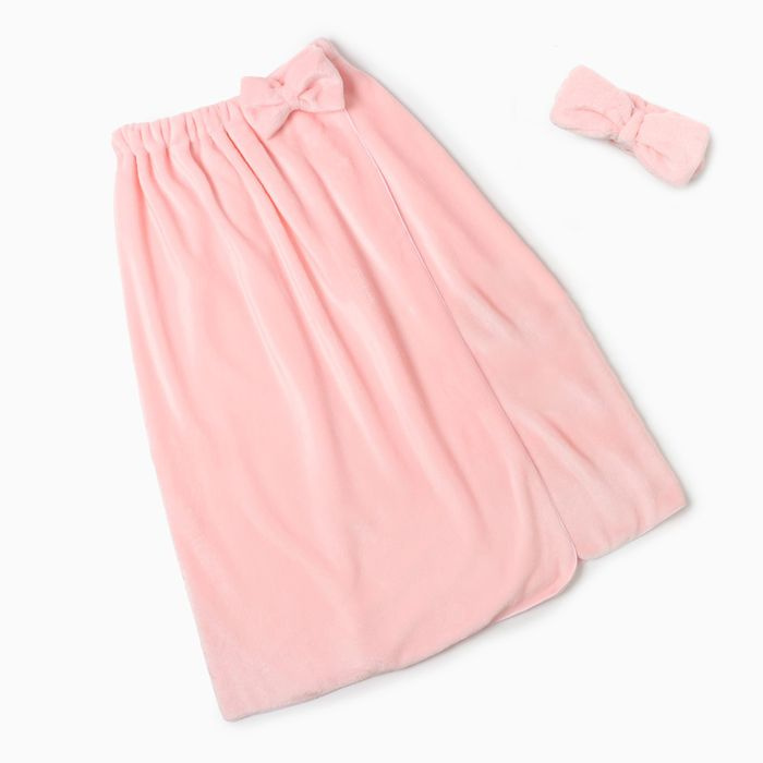 Набор для бани и ванной Этель Бантик , цв. розовый, полотенце- парео 75*120 см+повязка  #1
