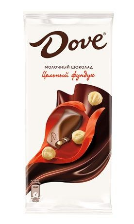 Молочный шоколад Dove с цельным фундуком, 90г #1