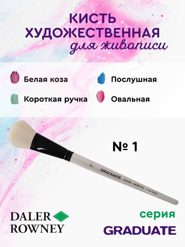 DALER ROWNEY GRADUATE кисть для рисования, белая коза, овальная, короткая ручка № 1  #1