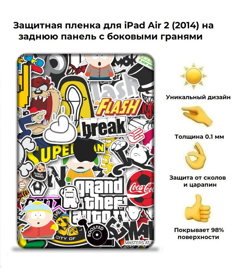 Гидрогелевая защитная пленка для планшета iPad Air 2 2014 (A1566 / A1567) / Виниловая пленка для iPad #1