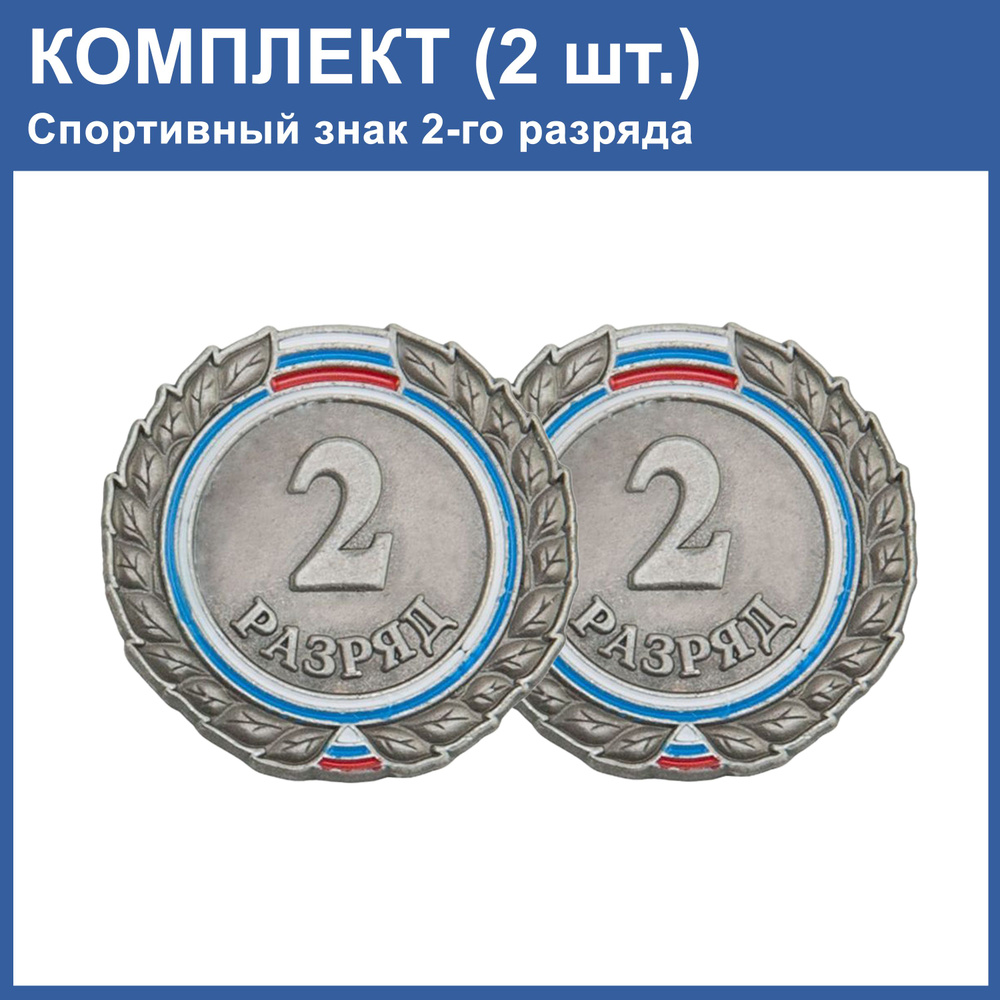 Знак - 2-й разряд (Комплект: 2шт.). Значок спортивного разряда.  #1