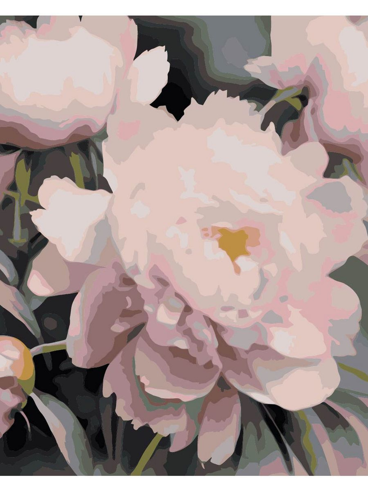 Картина по номерам Цветы розовый пион на холсте с деревянным подрамником размер 40х50, акриловые краски, #1