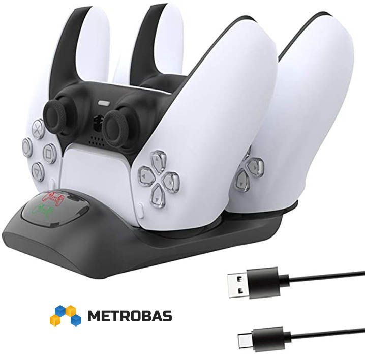 Зарядная станция METROBAS TP5-0504 Dual Charging Dock для двух джойстиков PS5, подставка для геймпада #1