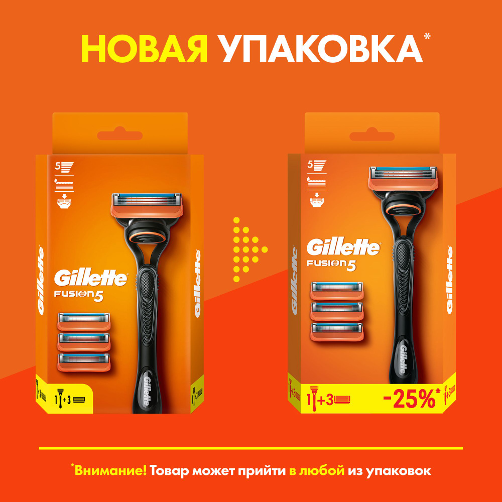 GILLETTE FUSION Бритва с 1 сменной кассетой + FUSION Сменные кассеты для бритья 3шт  #1