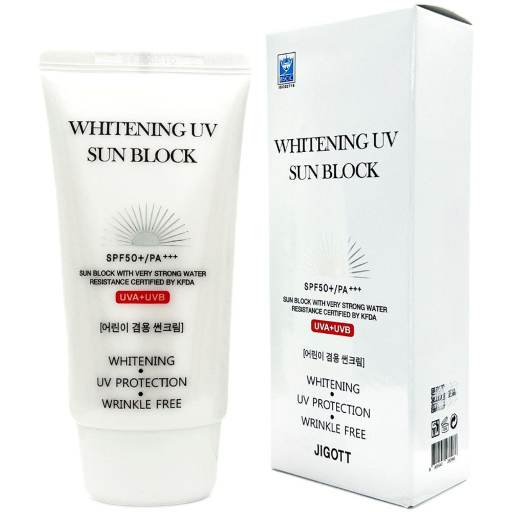 Jigott Крем солнцезащитный с эффектом осветления Whitening uv sun block cream SPF50 70 мл.  #1