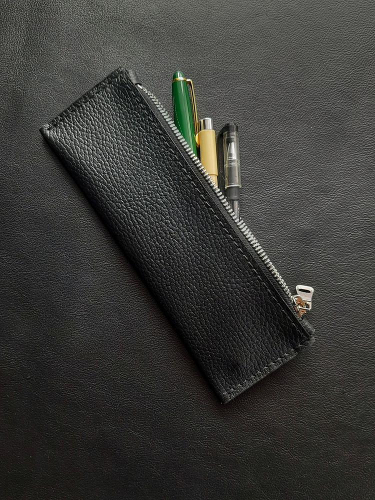Компактный пенал из кожи для ручек, карандашей, кисточек, футляр, чехол для канцелярских принадлежностей #1