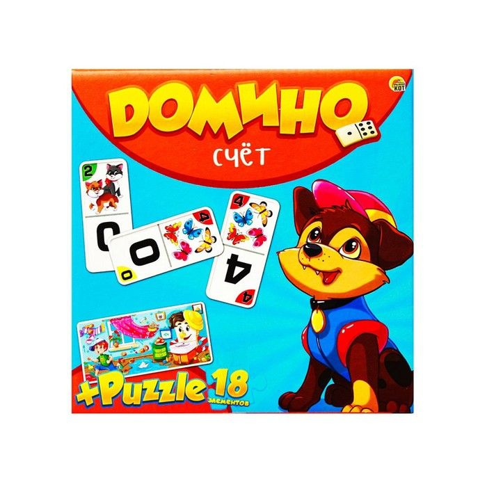 Настольная игра Рыжий кот Домино и пазлы, 18 элементов #1