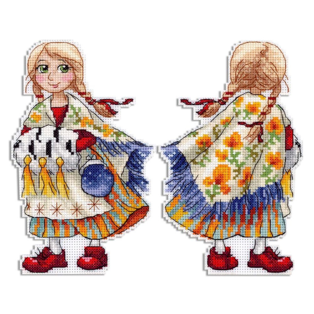 Набор для вышивания на пластиковой канве Жар-Птица Р-924 Девочка в красных башмачках 17 х 11 см  #1