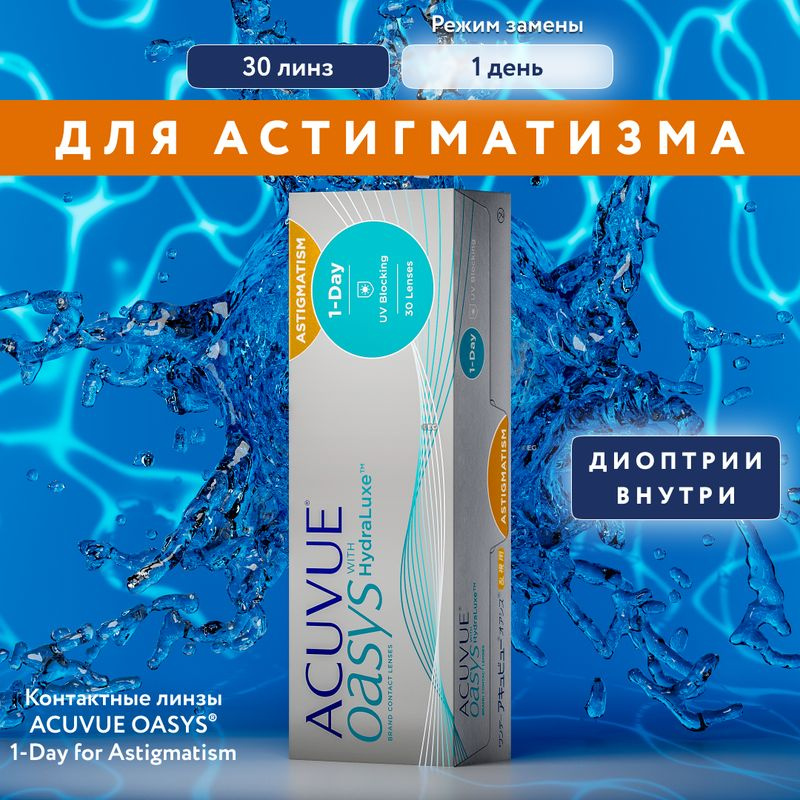 Астигматические линзы Acuvue Oasys 1-Day for Astigmatism with HydraLuxe, Однодневные, -4.00 / 14.3 / #1