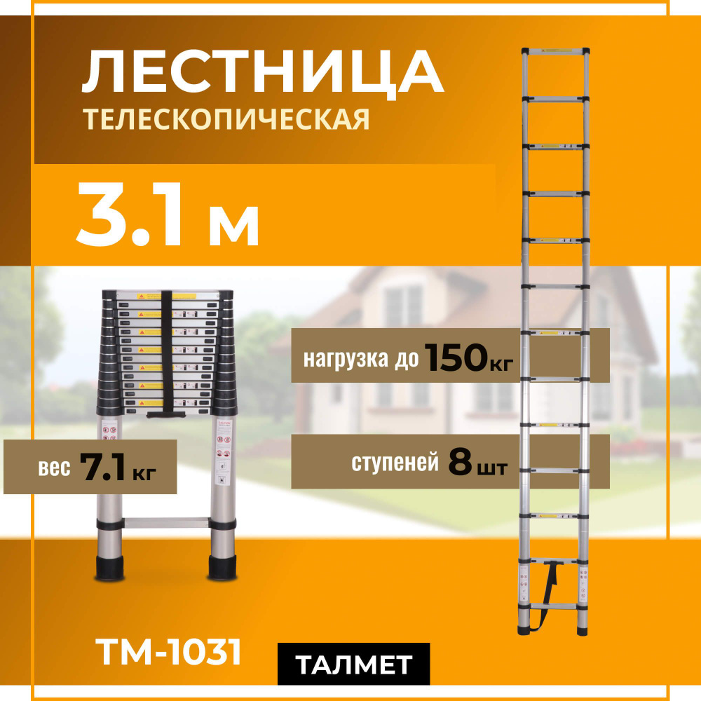 Лестница телескопическая 3,1 м Talmet prof TM-1031 #1