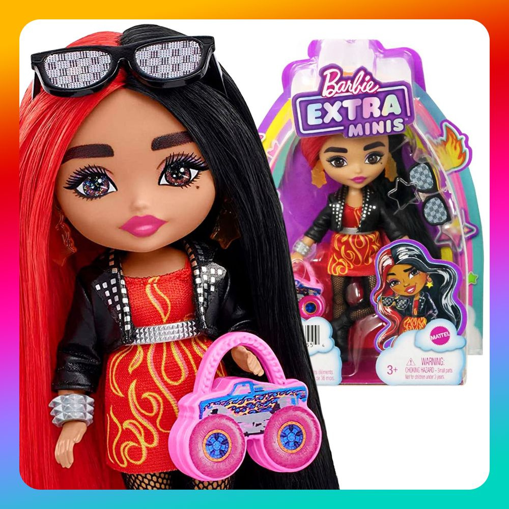 Кукла Барби Экстра Минис - Красно-черные волосы HKP88 #1