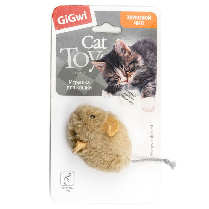 GiGwi Игрушка для кошек Мышка со звуковым чипом, 13 см #1