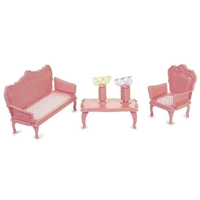 Мебель для кукол Огонек "Маленькая принцесса", нежно-розовая, с аксессуарами  #1