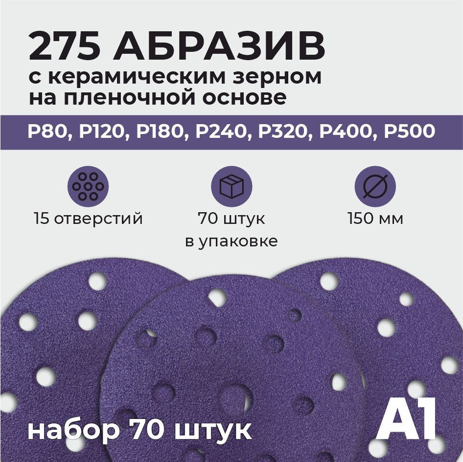 Абразивный шлифовальный круг с керамическим зерном на пленочной основе НАБОР P80-500  #1