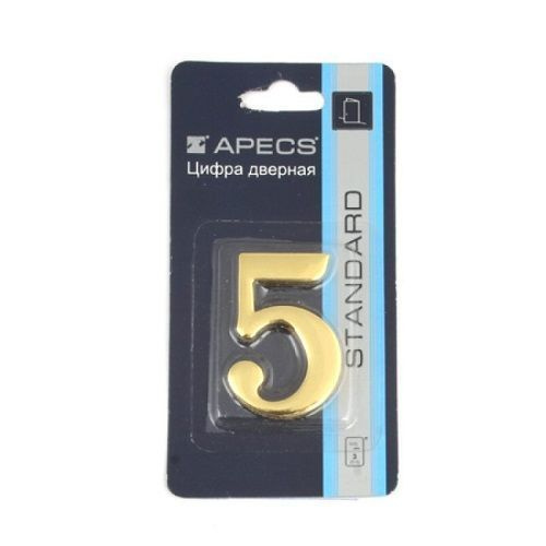 Цифра дверная APECS DN-01-5-Z G золото #1