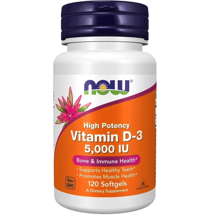 NOW Vitamin D-3 5000 IU (125 mcg) 120 Softgels / Витамин D3 - Холекальциферол, 125 мкг. (5000 МЕ) 120 #1