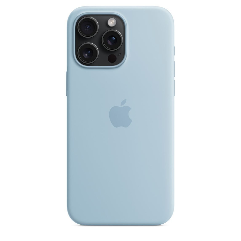 Чехол-накладка Silicone Case MagSafe для iPhone 15 Pro / Light Blue + Защитное стекло Sparta  #1