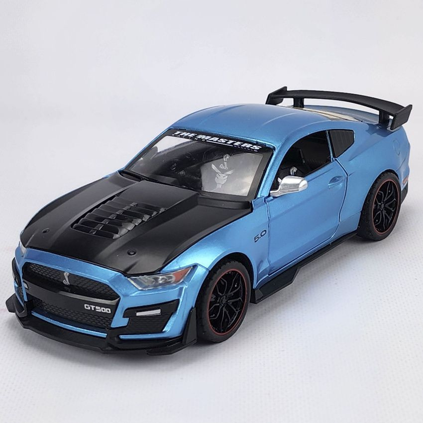 Машинка инерционная FORD MUSTANG SPEED GT500 металлическая модель 1:24 Форд Мустанг синяя 20см, со светом #1