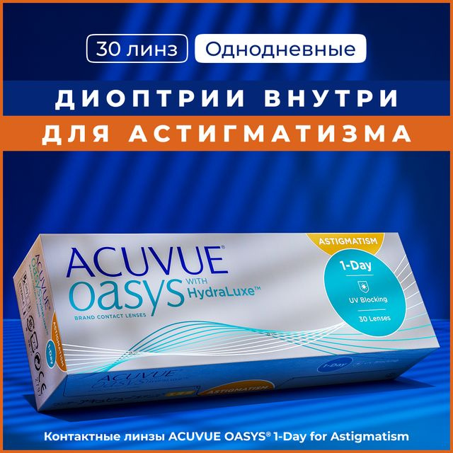 Астигматические линзы Acuvue Oasys 1-Day for Astigmatism with HydraLuxe, Однодневные, +2.75 / 14.3 / #1