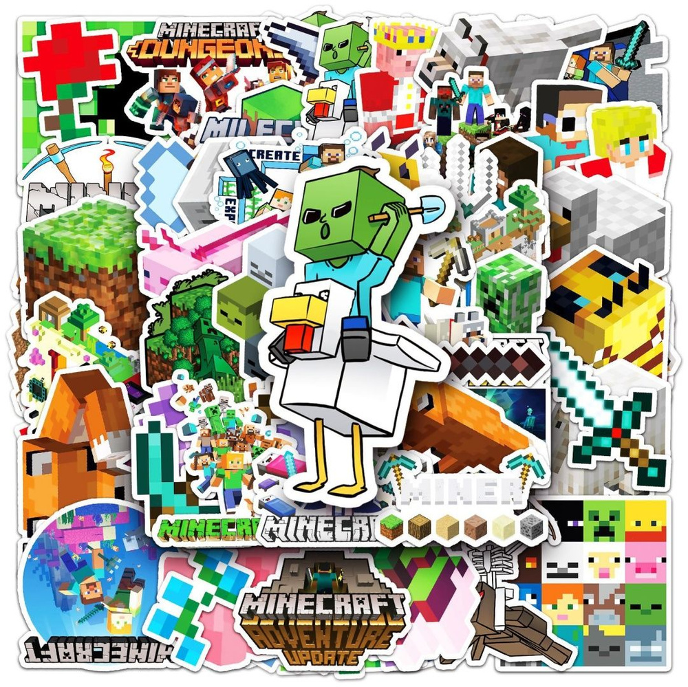 Стикеры Minecraft 50шт - купить с доставкой по выгодным ценам в ...