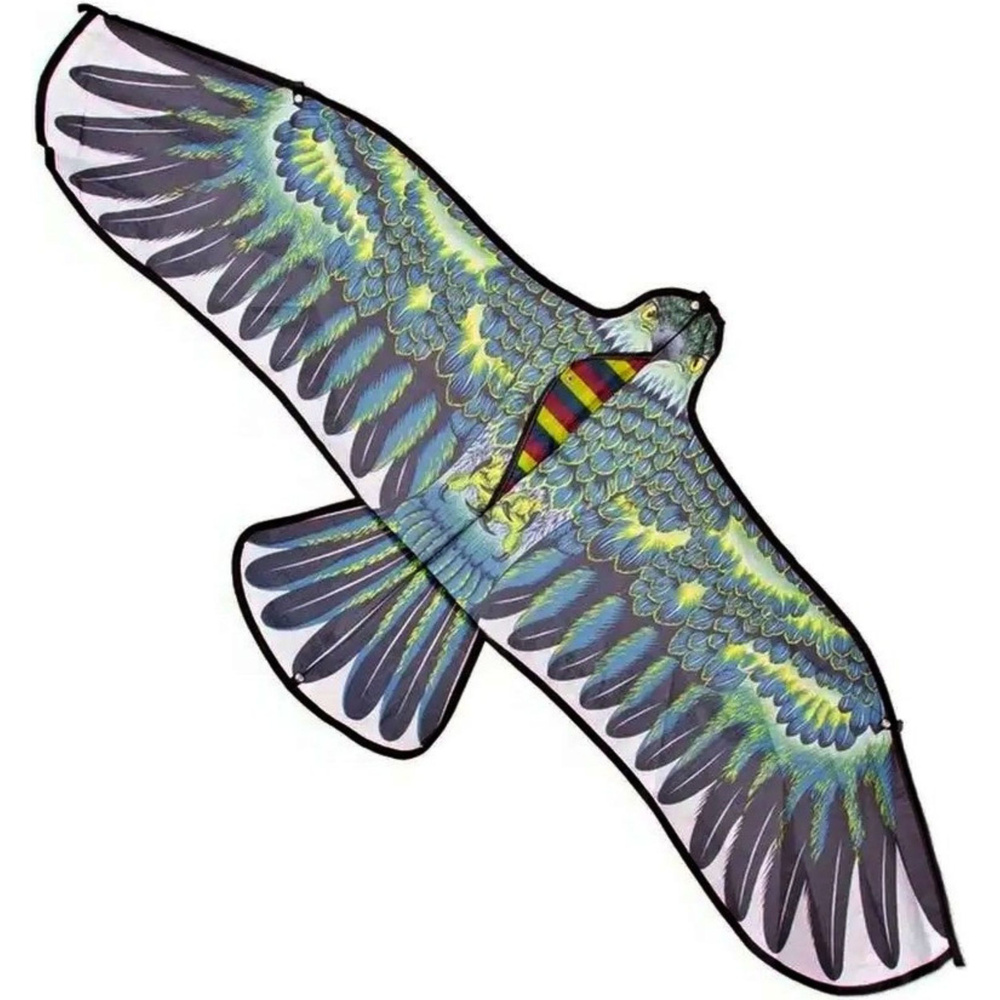 Визуальный, динамический отпугиватель птиц Ястреб мини (черно-зеленый), пугало, воздушный змей, 1200х560х5 #1