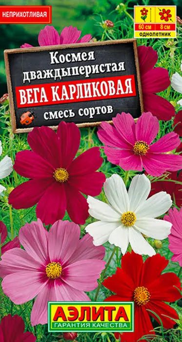 Семена Космея Вега карликовая, смесь сортов (0,3 г) - Агрофирма Аэлита  #1