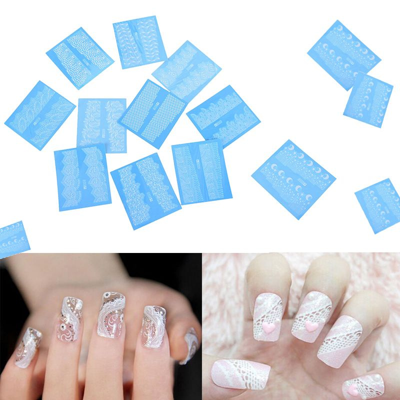 48 листов Белый кружевной цветок Nail Art Water Transfer Decals Наклейки Decor  #1