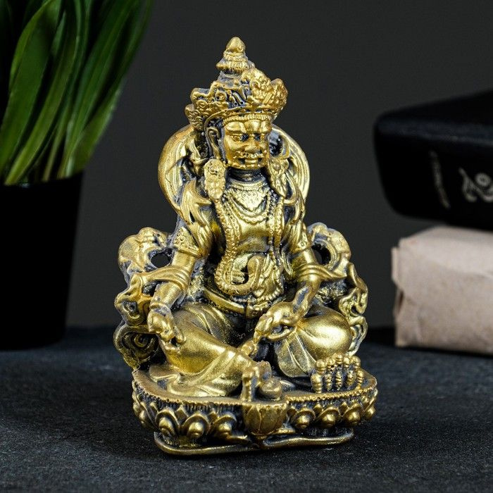 Декоративная фигурка Хорошие сувениры "Кубера-бог богатства" цвет состаренное золото, 11х7х6 см  #1